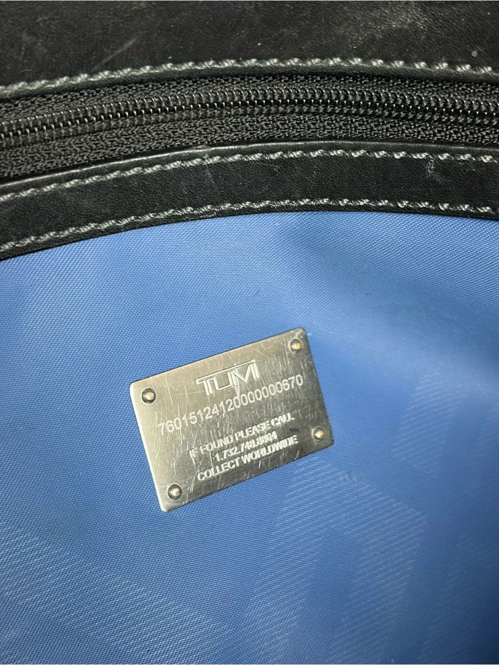 TUMI Signature Monogram Laptop Computer Work Tote Bag Black, Leather Trim